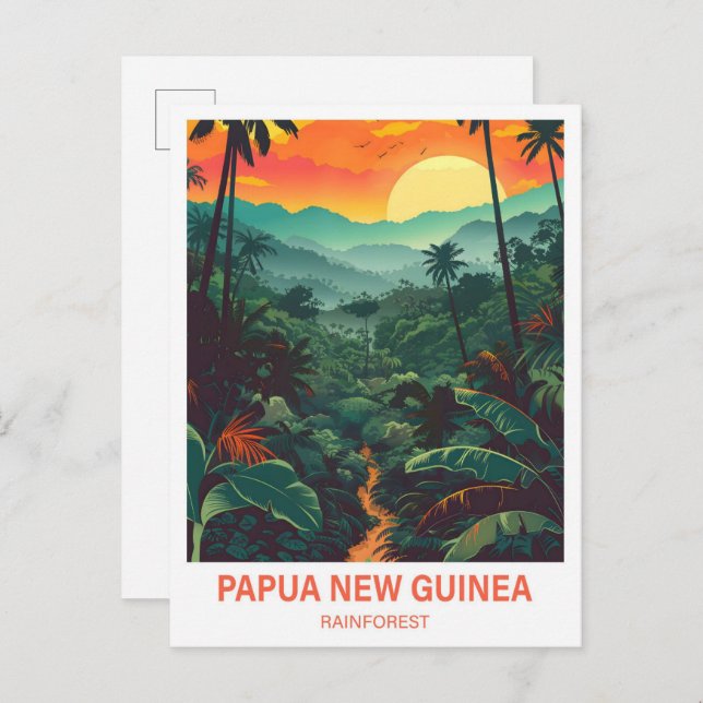 Papua New Guinea Rainforest Illustration Travel Postcard (Front/Back)