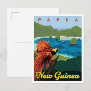 Papua New Guinea Vintage Art Travel Postcard