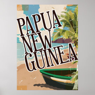 Papua New Guinea vintage travel poster art.
