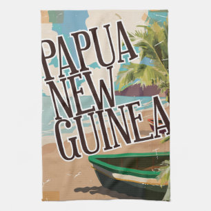 Papua New Guinea vintage travel poster art. Tea Towel