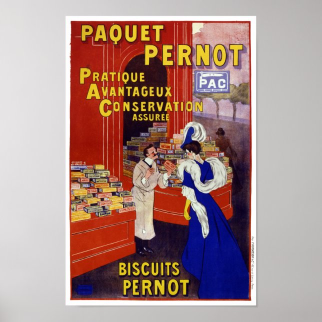 Paquet Pernot Vintage Advertising Poster Restored (Front)