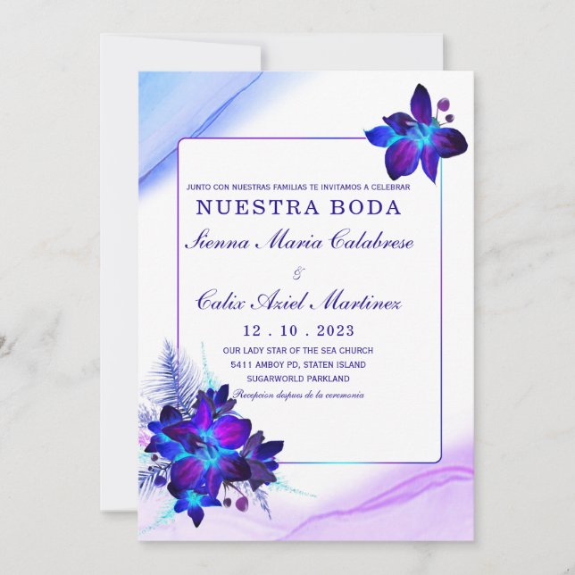  Paquete de boda Orquídea azul Invitation (Front)