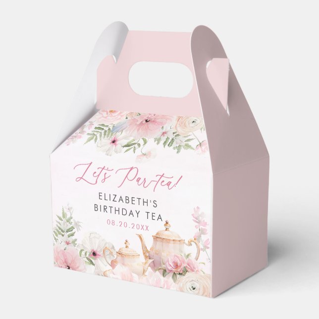 Par-tea Floral Tea Girl Birthday Party Favour Box (Front Side)
