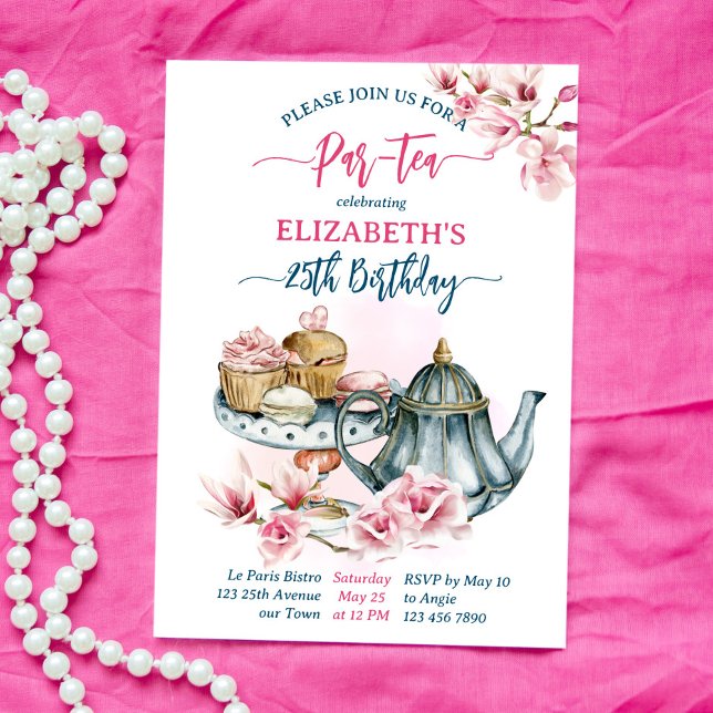 Par-tea tea party tea pot french pastry birthday invitation (Creator Uploaded)