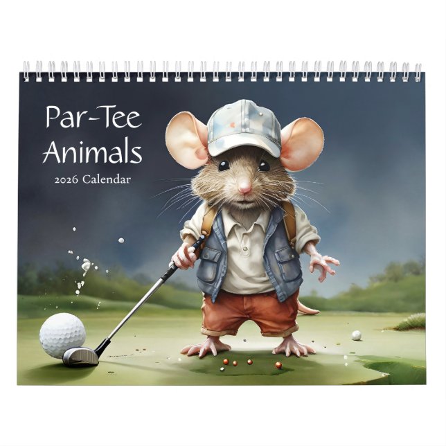 Par-Tee Animals A Year of Golfing Fun 2026 Wall Calendar (Cover)