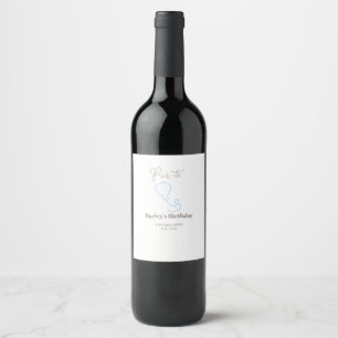 par tee birthday grey blue balloon scribble name wine label