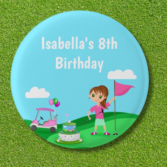 Par-Tee Chibi Girl Birthday Golf Party 3 Cm Round Badge (Creator Uploaded)