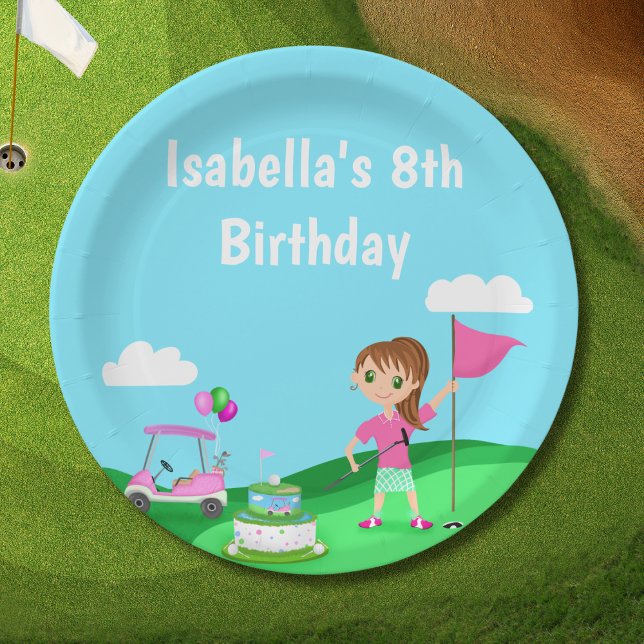 Par-Tee Chibi Girl Birthday Golf Party Paper Plate (Creator Uploaded)