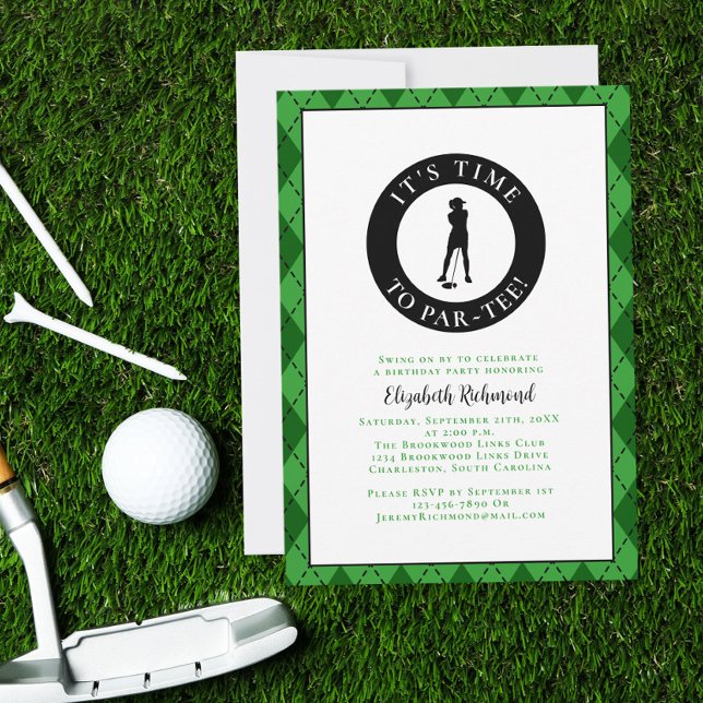 Par Tee Golfer Funny Humour Birthday Party For Her Invitation (Par Tee Golfer Funny Humor Birthday Party For Her Invitation)