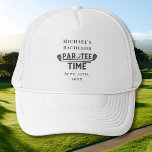 Par Tee Time Hat | Bachelor Golf Weekend<br><div class="desc">Par Tee Time Hat | Bachelor Golf Weekend Personalised Hats are the perfect keepsakes for your friends to remember your special day. Cheers to a fun and memorable bachelor party! Add your custom wording to this design by using the "Edit this design template" boxes on the right hand side of...</div>