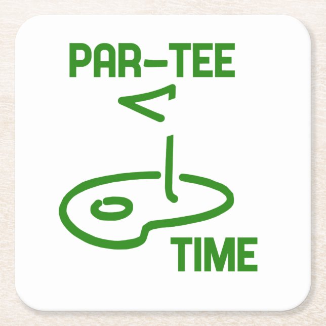 Par Tee Time Square Paper Coaster (Front)