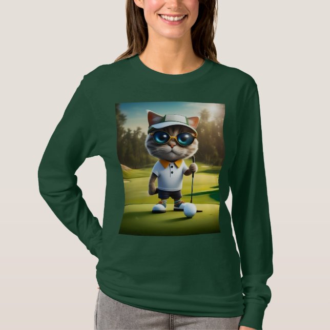 "Par-tee Time: The Cool Cat’s Golf Swing!" T-Shirt (Front)