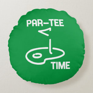 Par-Tee Time White   Round Cushion
