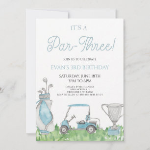 Par-Three Blue Golf 3rd Birthday Invitation