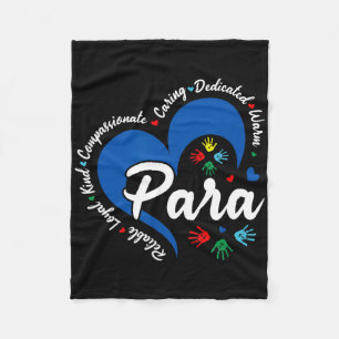 Para Heart Teacher Paraprofessional School Appreci Fleece Blanket
