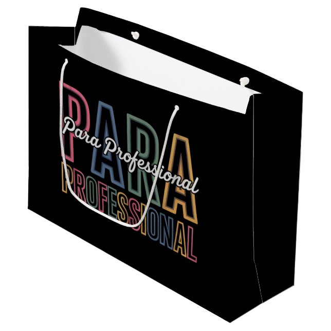Para Paraprofessional Paraeducator First Day Back Large Gift Bag (Front Angled)
