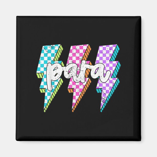 Para Squad Paraprofessional Teacher Lightning Bolt Magnet (Front)