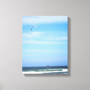 Para Surfer in the Air Over the Beach Colour 11x14 Canvas Print