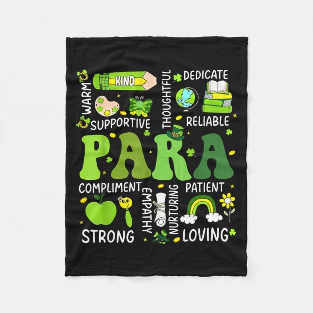 Para teacher st patricks day paraprofessional fleece blanket (Front)