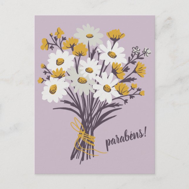 Parabens CONGRATULATIONS Daisy Bouquet Custom Postcard (Front)