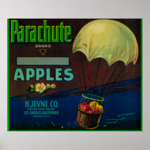 Parachute Apple Crate Label Poster