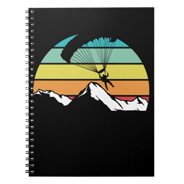 Parachute Retro Mountain Paragliding Notebook (Front)