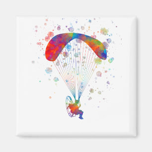 parachute skydiver in watercolor magnet