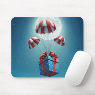 Parachutes Delivering a Christmas Gift  Mouse Pad