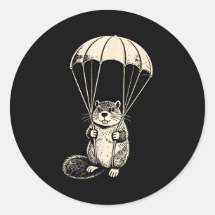Parachuting beaver funny skydiving beaver vintage classic round sticker