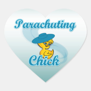 Parachuting Chick #3 Heart Sticker