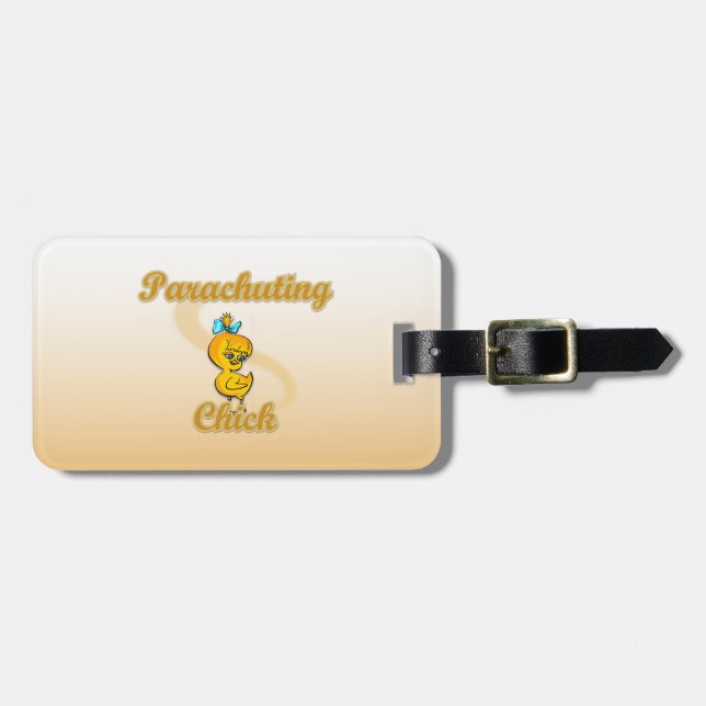 Parachuting Chick Luggage Tag (Front Horizontal)