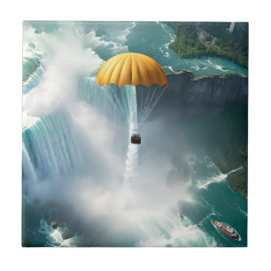 Parachuting Over Niagara Falls In A Basket, Tile