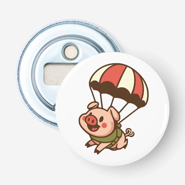 Parachuting pig bottle opener (Front)