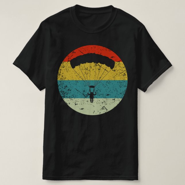 parachuting  retro vintage  silhouette 70s T-Shirt (Design Front)