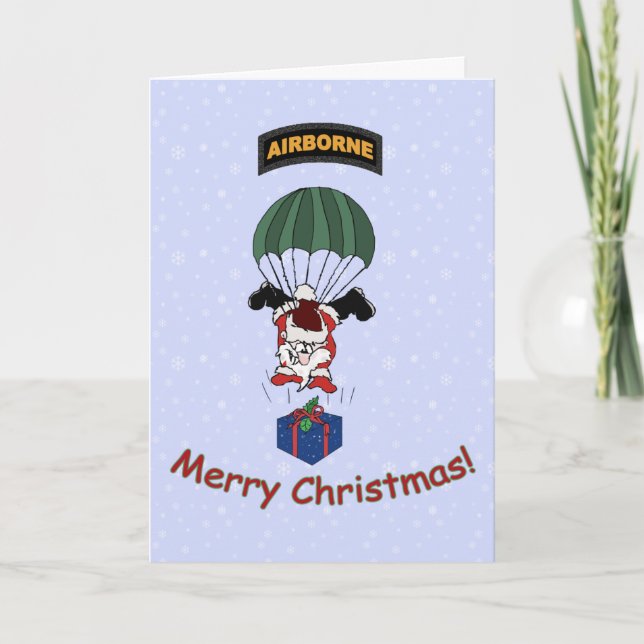 Parachuting Santa Holiday Card (Front)