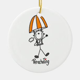 Parachuting Stick Figure Ceramic Tree Decoration