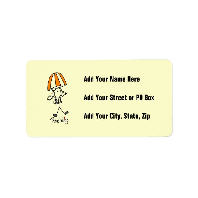 Parachuting Stick Figure Label (Front)