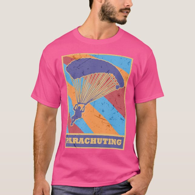 Parachuting Vintage Retro Colours Parachute Diver  T-Shirt (Front)