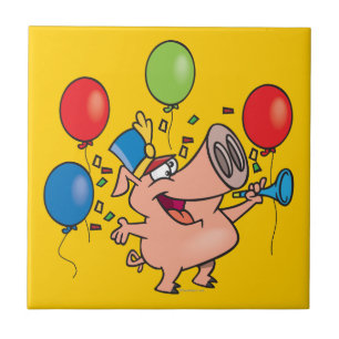 parade celebration party pig cartoon tile