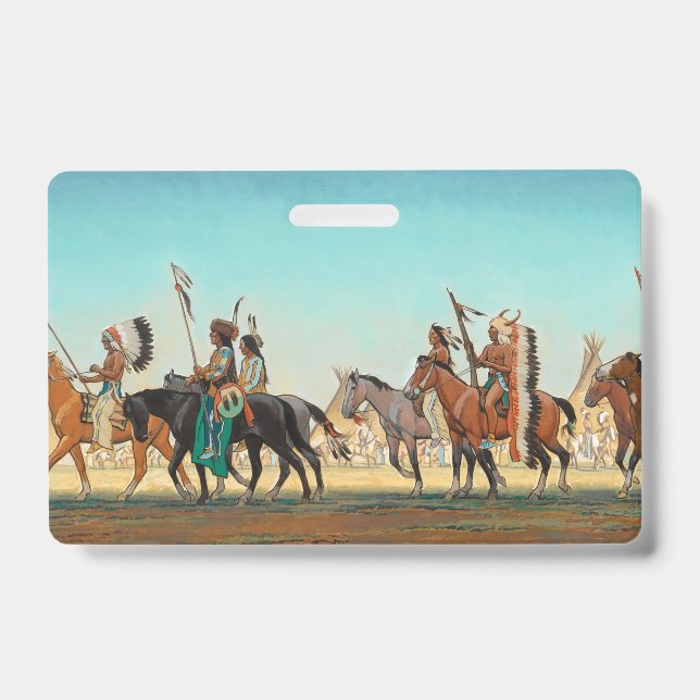 Parade of Warriors by Maynard Dixon ID Badge (Front)