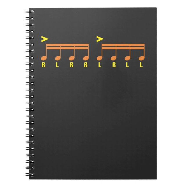 Paradiddle Drummer Sheet Music Drumming Notebook (Front)