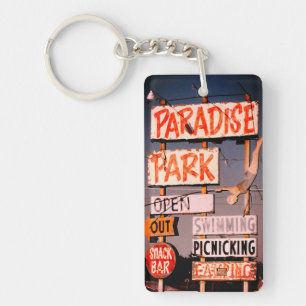Paradise Amusement Park Retro Photo Acrylic Key Ring