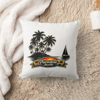 🏝️🌅 “Paradise Awaits” Tropical Pillow 🌴✨
