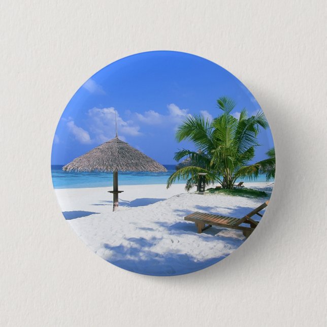 Paradise beach 6 cm round badge (Front)