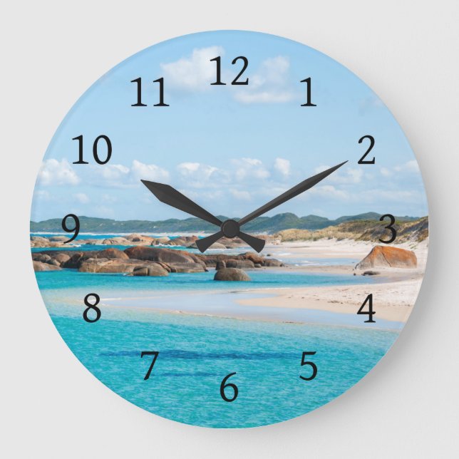 Paradise Beach Emerald Sea Greens Pool Australia Large Clock (Front)