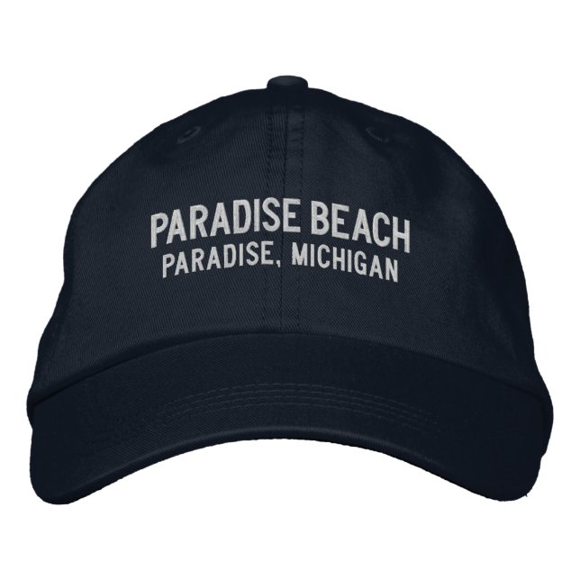 Paradise Beach Michigan Embroidered Baseball Hat (Front)