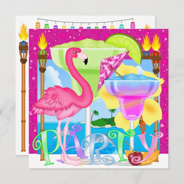Paradise Beach Party / Luau Invitation (Front/Back)