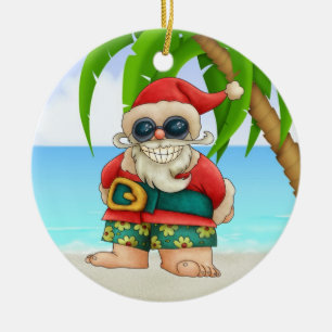 Paradise Beach Santa - SRF Ceramic Tree Decoration