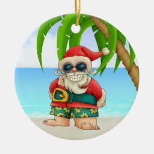 Paradise Beach Santa - SRF Ceramic Tree Decoration