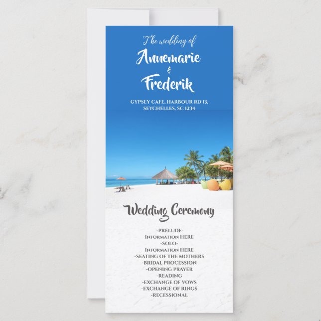 Paradise Beach Sunset Coastal Wedding Program (Front)